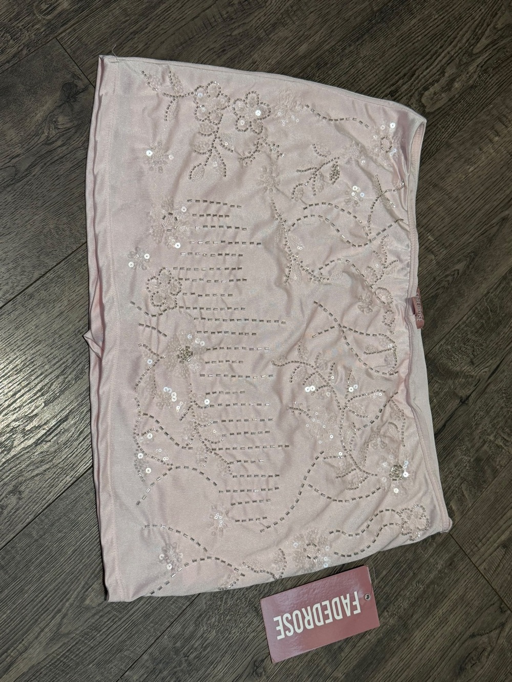 Faded Rose Embellished Pink Mini Skirt